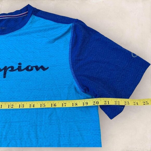 Champion T-Shirt Men’s Size Medium Blue Colorblock Spellout Fitness Sports - Picture 3 of 5